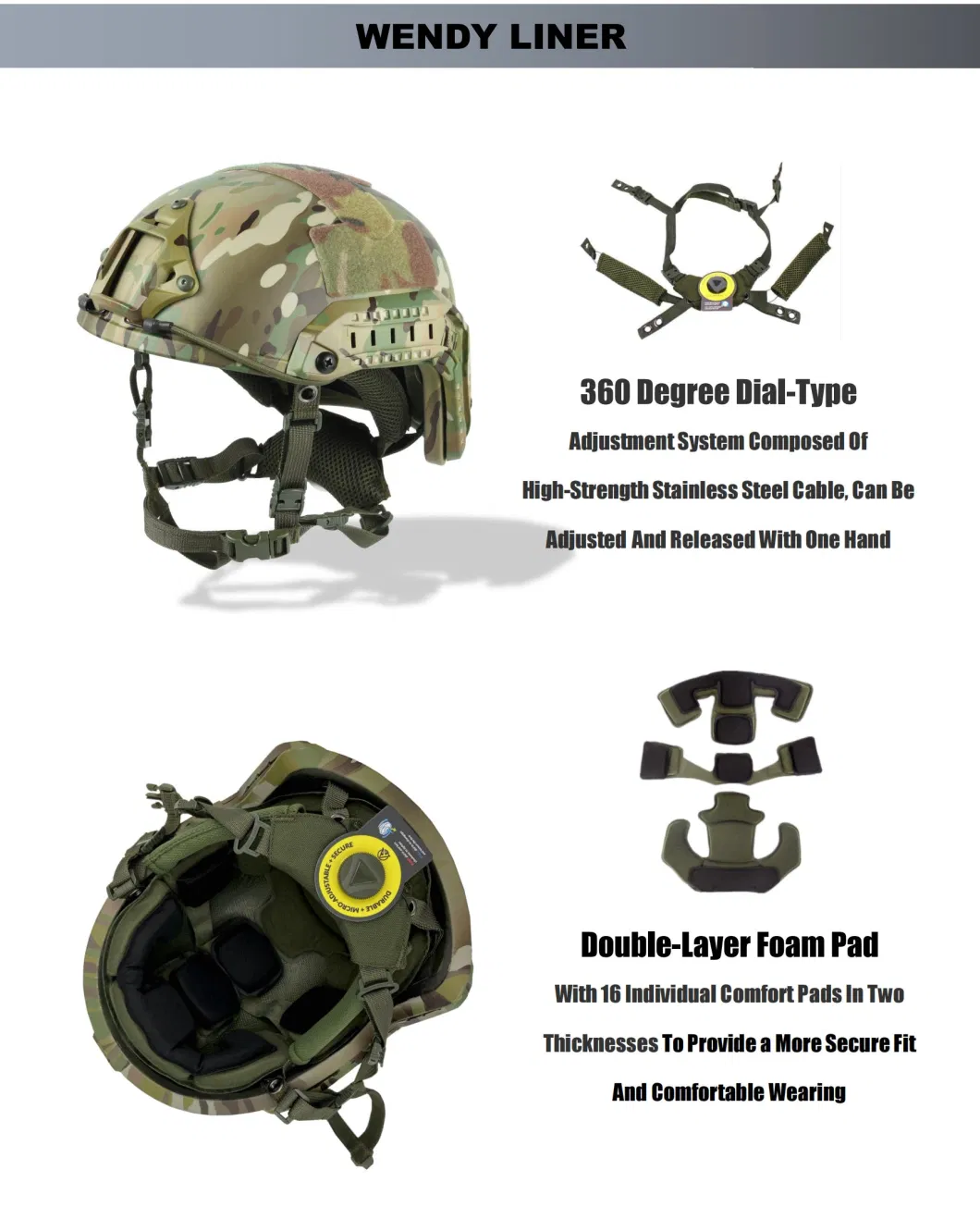 Ballistic Bulletproof Multicam Fast Helmet Nij Iiia Tactical High Cut PE Aramid Helmet